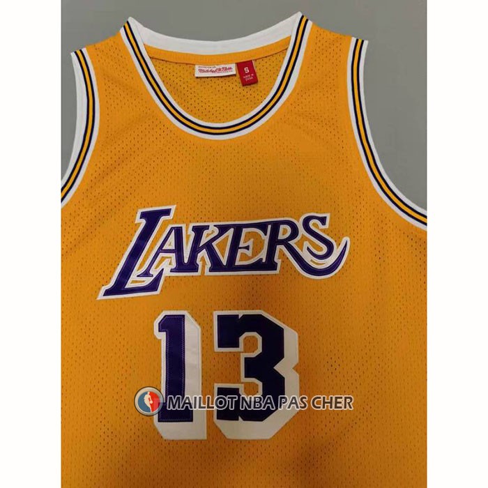 Maillot Los Angeles Lakers Wilt Chamberlain NO 13 Mitchell & Ness 1971-72 Jaune